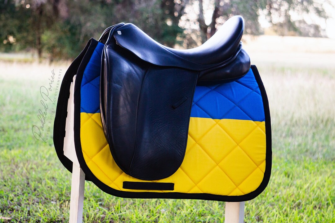 Custom Saddle Pad - Ukraine Ukrainian Country Flag - English and