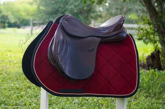 Custom Saddle Pad Burgundy Black Luxury Velvet English and