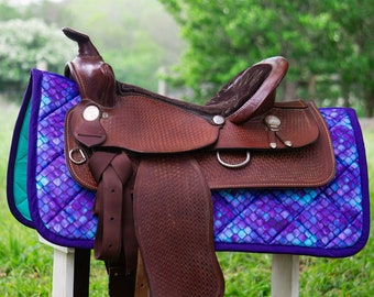 Custom Saddle Pad - Purple Dragon Scales - English and Western