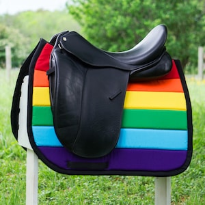 Custom Saddle Pad - LGBTQ+ Gay Rainbow Flag - English and Western