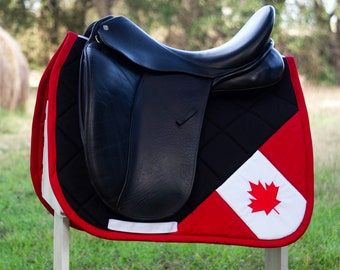 Custom Saddle Pad - Corner Canadian Maple Leaf Country Flag - English and Western