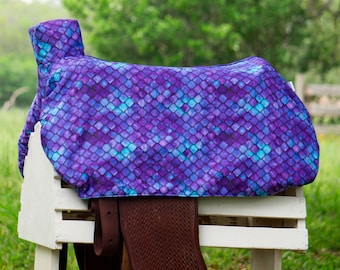 Custom Saddle Cover - Purple Dragon Scales - English and Western