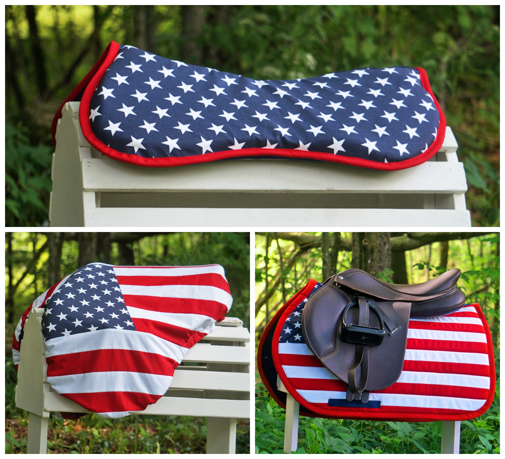 Custom Three Piece Set American/US Flag Saddle Pad Comfort | Etsy