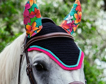 Custom Fly Veil Bonnet - Tropical Flowers - All Sizes