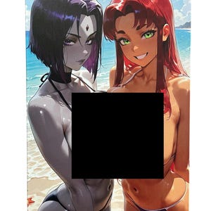 Titans Waifu Beach Day metallväggkonst – Sovrumsdekor för samlare