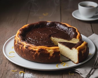 San Sebastian Cheesecake Recipe PDF | Burnt Basque Cheesecake | Easy Creamy Dessert | Step-by-Step Baking Guide | Digital Download