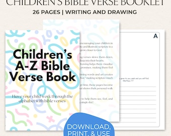 Kids Bible Verse A-Z Printable | Church Activity Pages, Christian Journal (Digital Download)