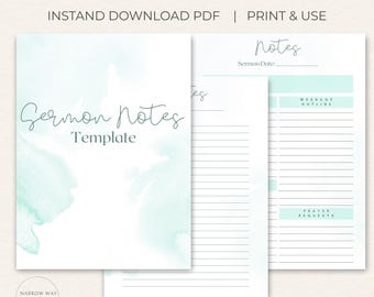 Kirche Predigt Notizen Vorlage, Goodnotes kompatibel (digitaler Download, druckbare PDF)