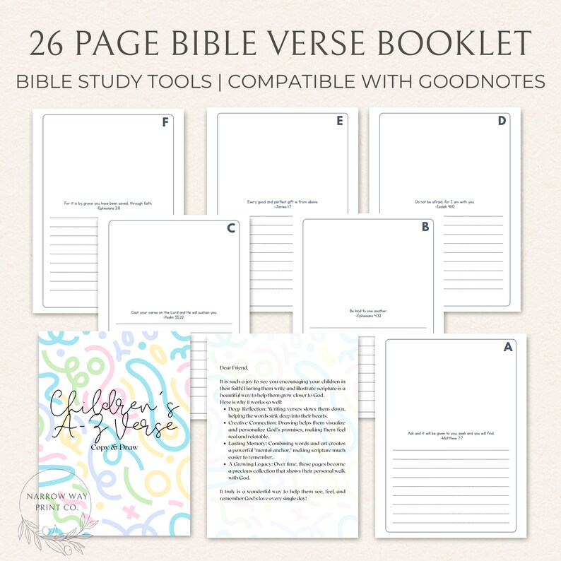 Kids Bible Verse A-Z Printable | Church Activity Pages, Christian ...