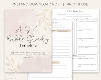 ASK Bibelstudienmethode Vorlage, Christian Scripture Journal (digitaler Download)
