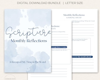 Monthly Journal Printable Scripture Notes Worksheet Christian Women Faith PDF