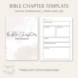Bible Chapter Study Notes Template, Scripture Journal (Digital Download)