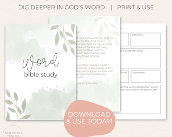 Simplistic Bible Word Study Template, Digital Download (Printable PDF & Compatible with Goodnotes)
