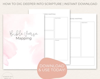 Bible Verse Mapping Study Worksheet, Scripture Journal Pages (PDF Download)