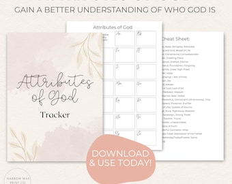 Attributes of God A-Z Tracker, Minimalist Bible Study, Scripture Printable (Digital Download)