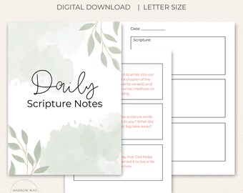Tägliche Notizen zur Schrift: Minimalistische Bibelstudienvorlage (Digitaler Download)