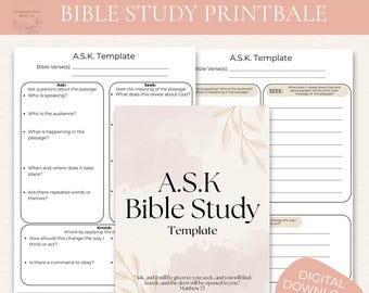 Bible Study Printable Guide, Christian Scripture Journal, Bible Study Template (Digital Download)