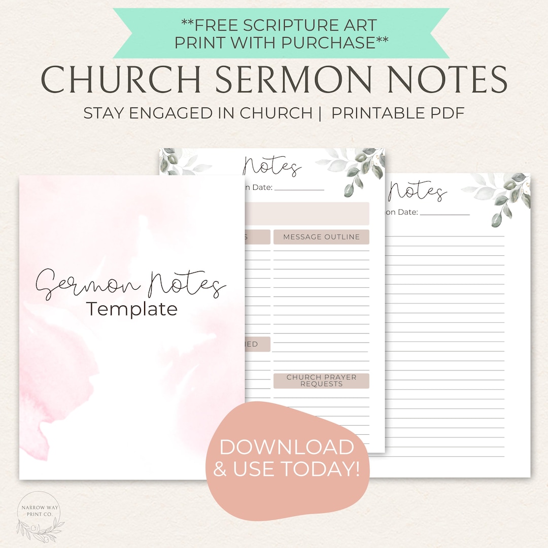Church Sermon Notes Template, Goodnotes Compatible (digital Download ...
