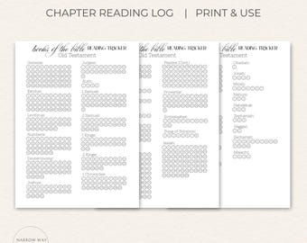 Old Testament Books of the Bible Reading Tracker, Chapter-by-Chapter Progress Checklist PDF