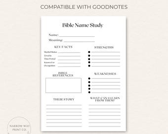 Menschen der Bibel, Namen Bibelstudienvorlage (druckbare PDF)
