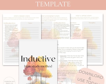 Modello di metodo di studio biblico induttivo (PDF stampabile), guida per il diario di studio biblico personale, download digitale stampabile per lo studio biblico