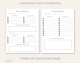 Vereinfachte Gebets-Journal Vorlage, digitaler Download (druckbare PDF & kompatibel mit Goodnotes)