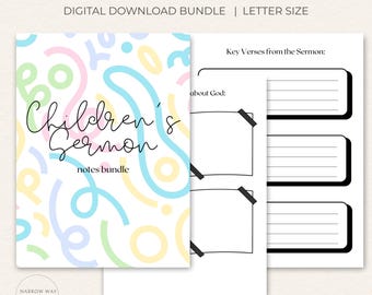 Kinder Predigt Notizen Printable | Kirchenaktivitätsseiten, Christian Journal (Digitaler Download)