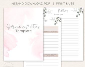 Kirche Predigt Notizen Vorlage, Goodnotes kompatibel (digitaler Download, druckbare PDF)