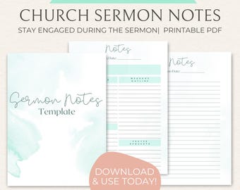 Church Sermon Notes Template, Goodnotes Compatible (Digital Download, Printable PDF)