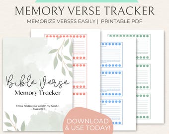 Bible Verse Memory Tracker, Scripture Memorization Punch Cards (PDF Printable)