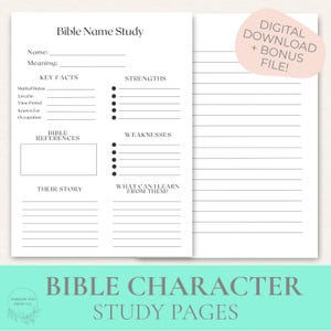 Folha de Atividades para Estudo de Personagens Bíblicos, Notas sobre Personagens da Bíblia (PDF para Download)
