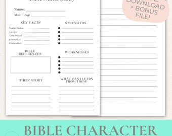 Bible Character Study Worksheet, People of the Bible Profile, Scripture Notes Printable (Printable US Paper, A4, Happy Planner Classic PDF)