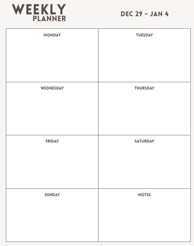 Minimal Weekly Planner Printable | Monday to Sunday | Instant Download ...