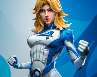 Invisible Woman Figurine 1/12 and 1/6 Scale Marvel Hand Painted Model / DIY Kit 9 pcs