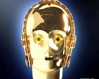 C-3PO Head Star Wars: A New Hope Hand Painted Cosplay Replica / DIY Kit 12 pcs
