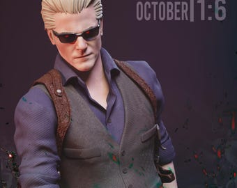 Albert Wesker Figurine 1/10 and 1/6 Scale Resident Evil Hand Painted Model / DIY Kit 9 pcs