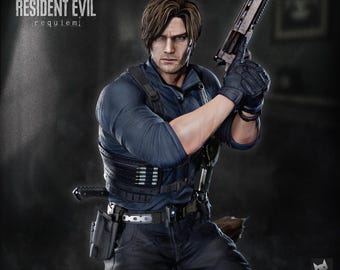 Leon Kennedy Figurine 1/7 1/6 1/10 Scale Resident Evil Hand Painted Model / DIY Kit 22 pcs