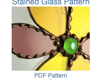 Stained Glass PDF Pattern - Hippie Flower Suncatcher Pattern INSTANT DOWNLOAD