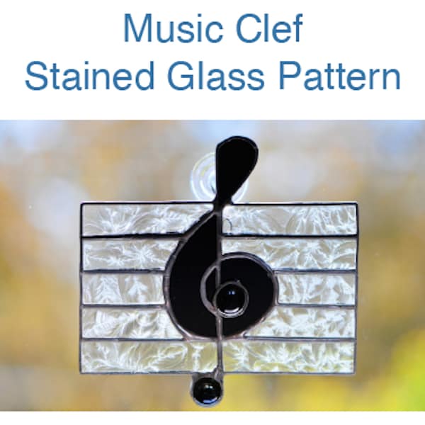 Music Clef stained glass pattern - PDF download - large suncatcher