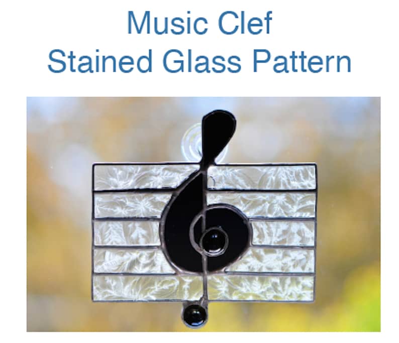 Music Clef stained glass pattern PDF download large suncatcher image 1