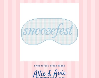 Guia de Pontos de Bordado em Tela Snoozefest Sleep Mask Blue Summer House 13 (Download Digital)