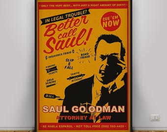 Better Call Saul Poster, TV Series Wall Art, Crime Drama Home Decor, Lawyer Office Print, Gift Poster