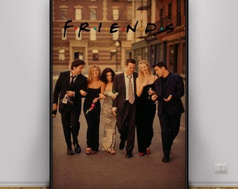 Friends Poster, Rachel Green and Ross Geller Wall Art, TV Series Print, Gift Poster
