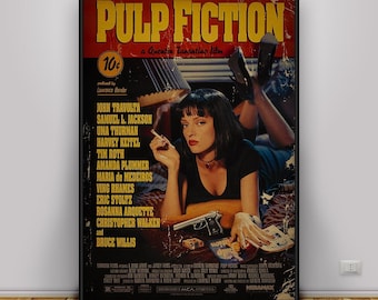 Pulp Fiction poster, Quentin Tarantino kunst aan de muur, decor cultmisdaad film, retro bioscoopfilm print, cadeau poster