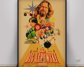 The Big Lebowski Poster, Coen brothers Wall Art, Jeff Bridges Movie Decor, The Dude Film Print, Gift Poster