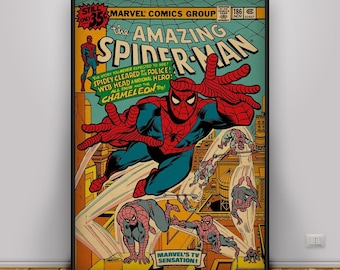 Spider-Man komische omslagposter, vintage komische muurkunst, retro superheld woondecoratie, klassieke Spidey-omslagprint, cadeauposter
