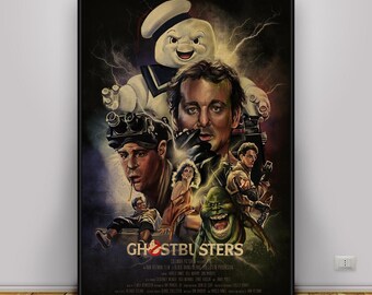 Ghostbusters-poster, klassieke comedy muurkunst uit de jaren 80, Ghostbusters-filmdecor, print paranormale film, cadeauposter