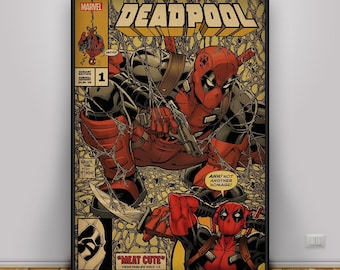 Deadpool Comic Poster, Superhero Comic Wall Art, Vintage Comic Style Home Decor, Merc With Mouth Print, Gift Poster