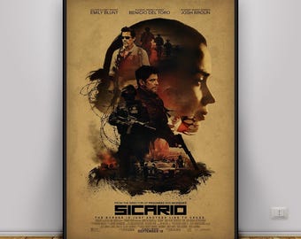 Poster Sicario, kunst aan de muur Denis Villeneuve, decor misdaadthriller, filmprint grensoorlog, cadeauposter