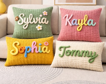 Personalized Name Corduroy Pillow, Custom Kids Pillow, Nursery Decor, Lumbar Pillow, Crib Cushion, Baby Name Gift, Kids Birthday Gift